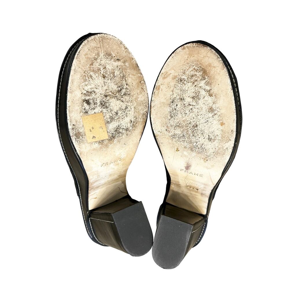 FRAME Elio Black Leather Clogs Platform Heels Mules Size 38 - Picture 7 of 8